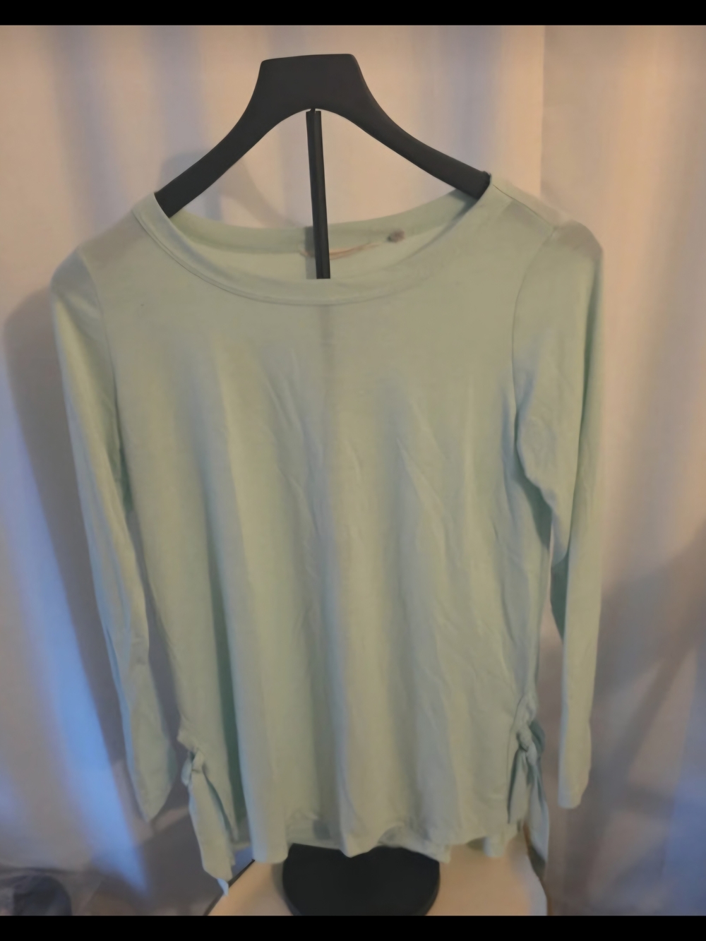 Soft Surroundings Light Mint Long Sleeve Top with Side Ties